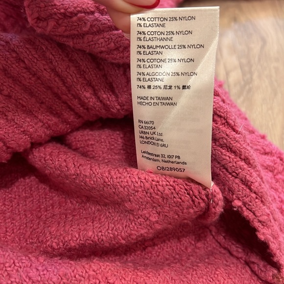 Free People Yorkie Tee Textured Oversized Short Sleeve Pink Sweater - Picture 7 of 8